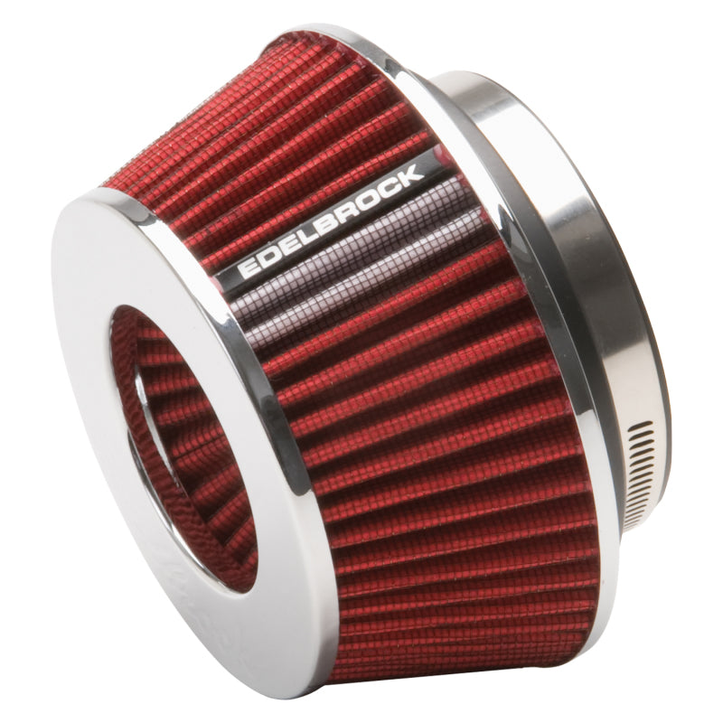 Edelbrock Air Filter Pro-Flo Series Conical 3 7In Tall Red/Chrome Edelbrock Air Filters - Universal Fit