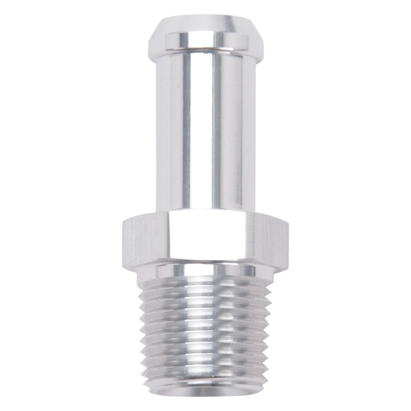 Edelbrock Hose End Straight 3/8In NPT to 1/2In Barb Clear Anodize Edelbrock Fittings
