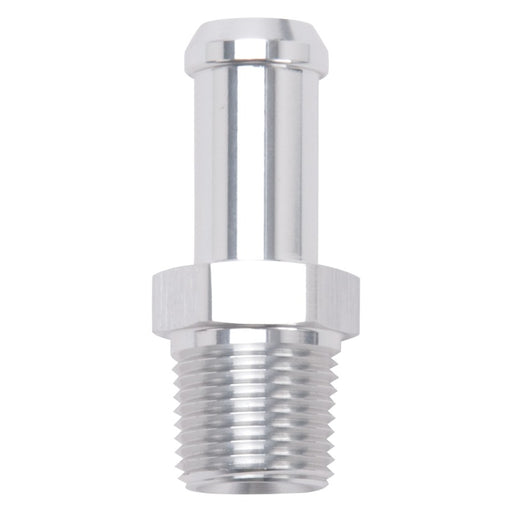 Edelbrock Hose End Straight 3/8In NPT to 1/2In Barb Clear Anodize Edelbrock Fittings
