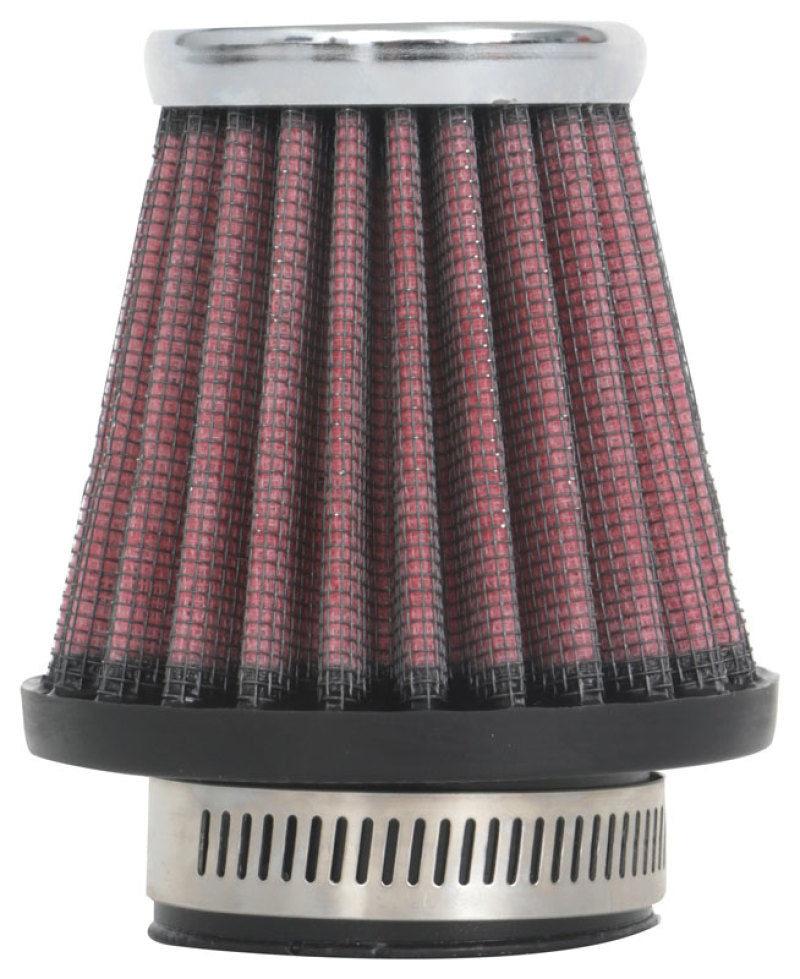 K&N Universal Round Tapered Chrome Filter 1.563in Flange ID x 3in Base OD x 2in Top OD x 3in H K&N Engineering Air Filters - Universal Fit
