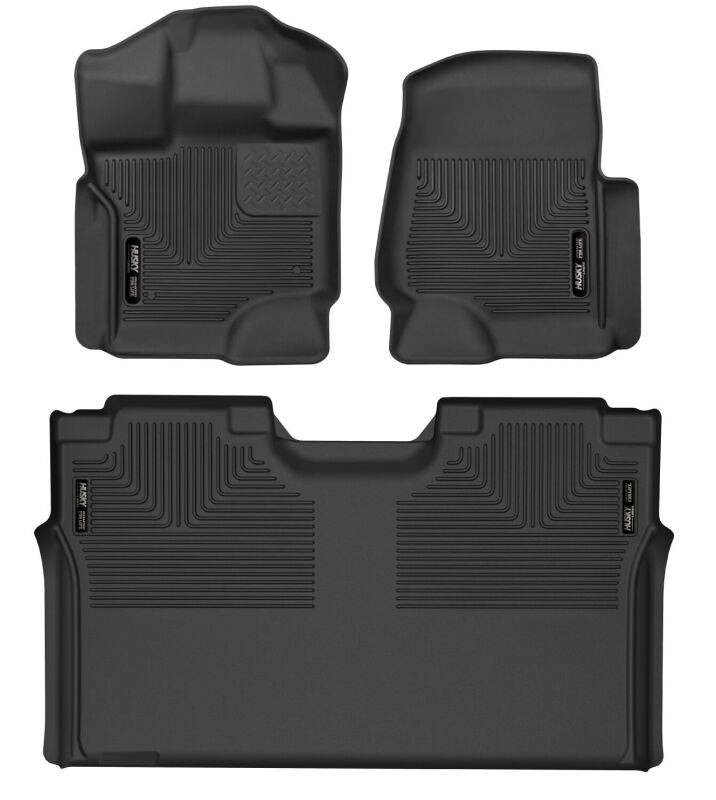 Husky Liners 15-23 Ford F-150 SuperCrew Cab X-Act Contour Front & 2nd Row Seat Floor Liners - Black Husky Liners Floor Mats - Rubber
