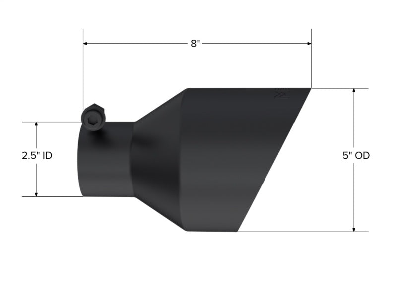 MBRP Black-Coated Tip 2.5in ID, 5in OD Out, 8in Length, Angle Cut, Dual Wall MBRP Tips