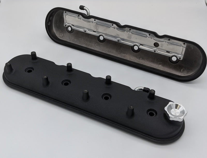 Granatelli 96-22 GM LS Standard Height Valve Cover w/Angled Coil Mount - Blk Wrinkle (Pair) Granatelli Motor Sports Valve Covers