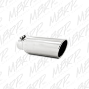 MBRP Universal Tip 4in OD 2.5in Inlet 12in Length Angled Cut Rolled End Clampless No-Weld T304 MBRP Steel Tubing