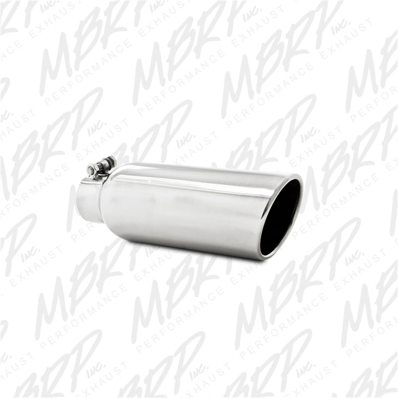 MBRP Universal Tip 4in OD 2.5in Inlet 12in Length Angled Cut Rolled End Clampless No-Weld T304 MBRP Steel Tubing
