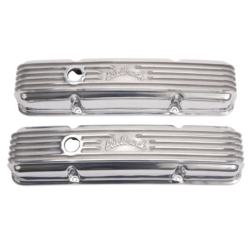 Edelbrock Valve Cover Classic Series Chevrolet 1959-1986 262-400 CI V8 Polshed Edelbrock Valve Covers