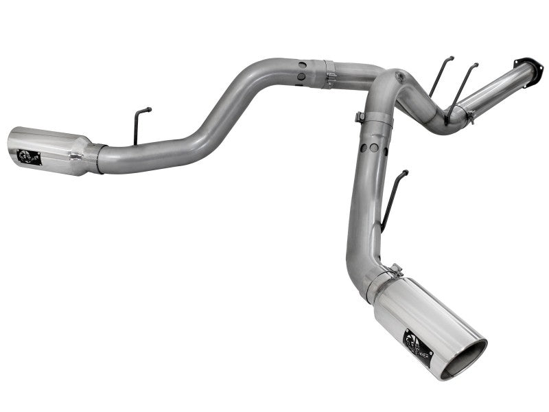 aFe Large Bore-HD 4in 409 Stainless Steel DPF-Back Exhaust w/Polished Tips 15-16 Ford Diesel Truck aFe DPF Back