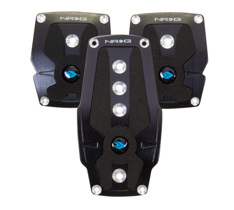 NRG Brushed Aluminum Sport Pedal M/T - Black w/Black Rubber Inserts NRG Pedal Covers