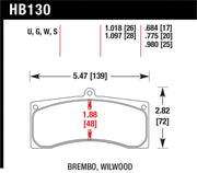 Hawk Universal Brembo DTC-70 Race Brake Pads Thickness 1.018 Hawk Performance Brake Pads - Racing