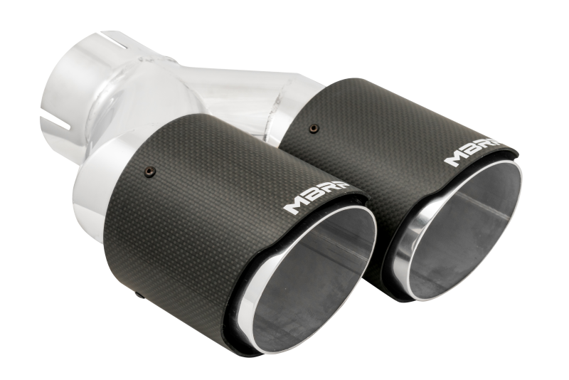 MBRP 3in ID / Dual 4in OD Out Staggered L 9.37in / R 9.87in Dual Wall Carbon Fiber Univ Exhaust Tip MBRP Tips