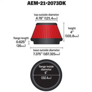 AEM 5 in x 5 in Dryflow Air Filter AEM Induction Air Filters - Universal Fit