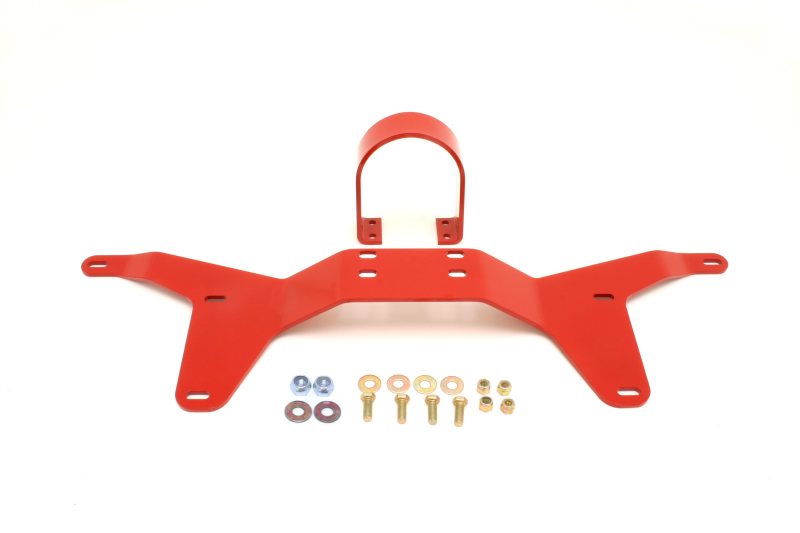 BMR 05-14 S197 Mustang Rear Tunnel Brace w/ Rear Driveshaft Safety Loop - Red BMR Suspension Chassis Bracing