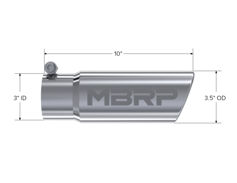MBRP Universal Tip 3in O.D. Angled Rolled End 3 inlet 10 length MBRP Steel Tubing
