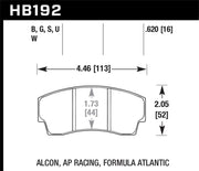 Hawk AP Racing CP4567 / CP5040-10/11/12/13S4 / CP5100 / CP5108 / CP6760 DTC-60 Race Brake Pads Hawk Performance Brake Pads - Racing