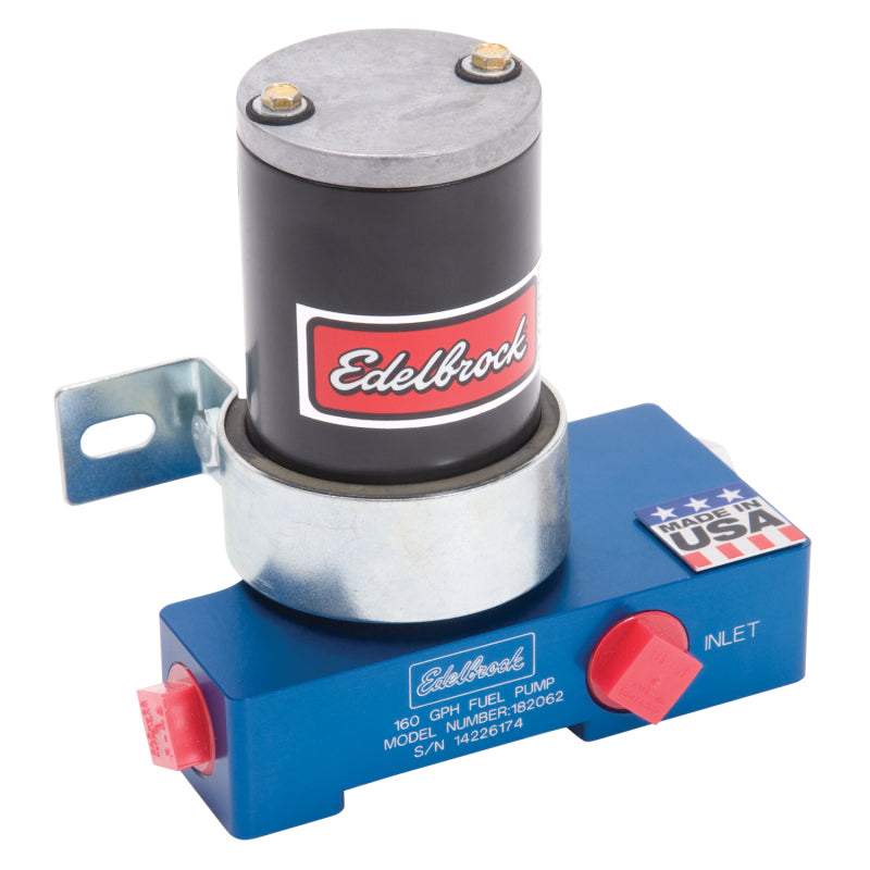 Edelbrock Fuel Pump Electric Quiet-Flo Carbureted 160GPH 1/2In In 1/2In Out 160 GPH Blue