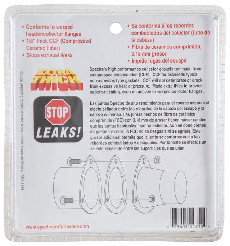Spectre Header Collector Gasket 3in. Thick Spectre Exhaust Gaskets