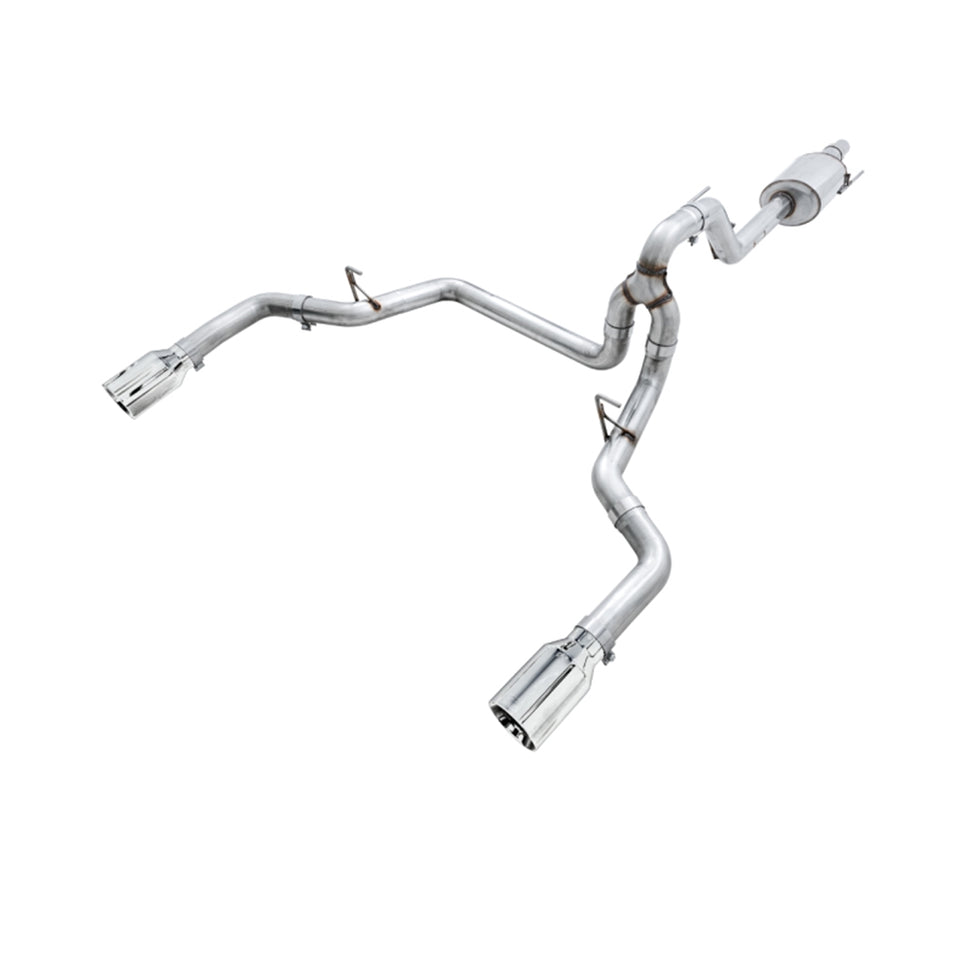 AWE Tuning 2015+ Ford F-150 0FG Dual Exit Performance Exhaust System w/5in Chrome Silver Tips 3015-32104