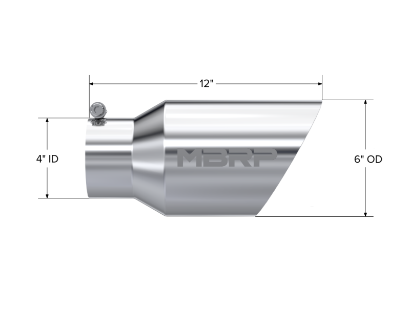 MBRP Universal Tip 6 O.D. Dual Wall Angled 4 inlet 12 length MBRP Steel Tubing
