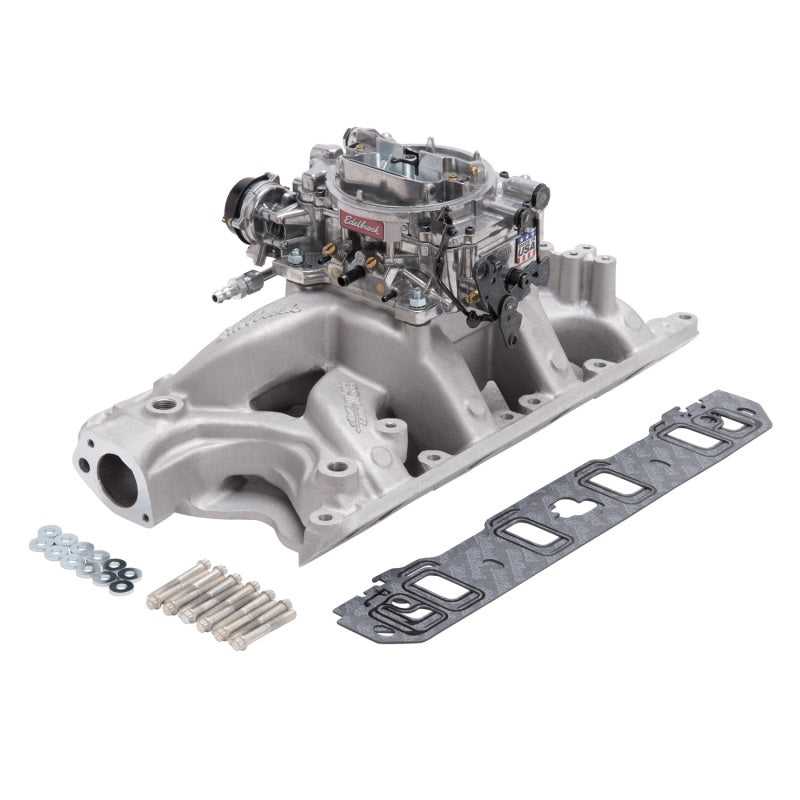 Edelbrock Manifold And Carb Kit Performer RPM Air-Gap Small Block Ford 351W Natural Finish Edelbrock Intake Manifolds