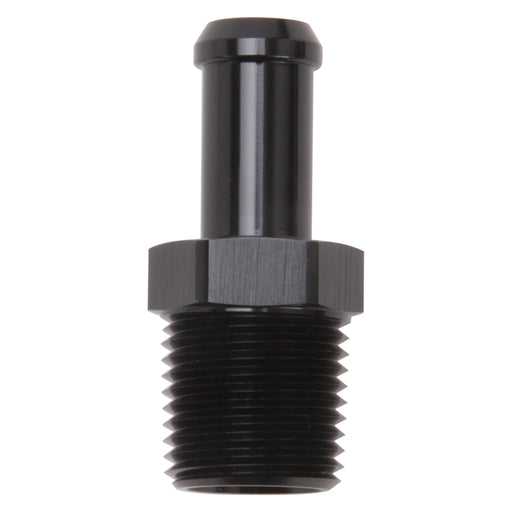 Edelbrock Hose End Straight 1/2In NPT to 1/2In Barb Black Anodize Edelbrock Fittings
