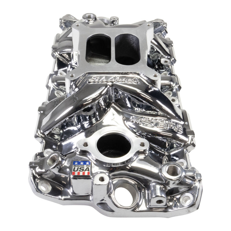 Edelbrock Chevy SB Performer EPS Intake Manifold w/ Oil Fill Tube - Chrome Plasma Edelbrock Intake Manifolds