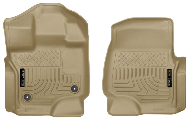 Husky Liners 15-23 Ford F-150 Super/Super Crew Cab WeatherBeater Tan Front Floor Liners Husky Liners Floor Mats - Rubber