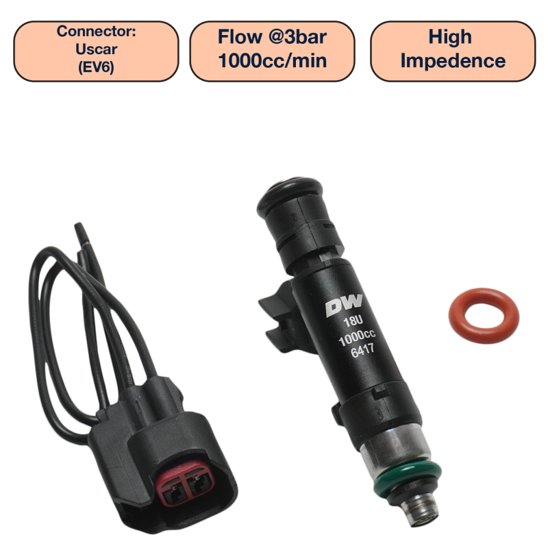 DeatschWerks Universal 1000cc Single Fuel Injector / 60mm Length / 14mm O-Ring Seals DeatschWerks Fuel Injectors - Single