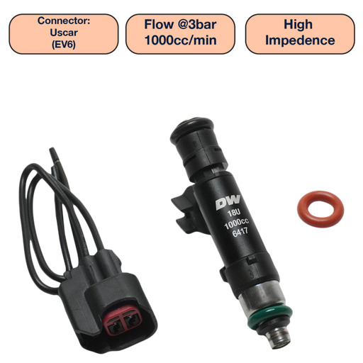 DeatschWerks Universal 1000cc Single Fuel Injector / 60mm Length / 14mm O-Ring Seals DeatschWerks Fuel Injectors - Single