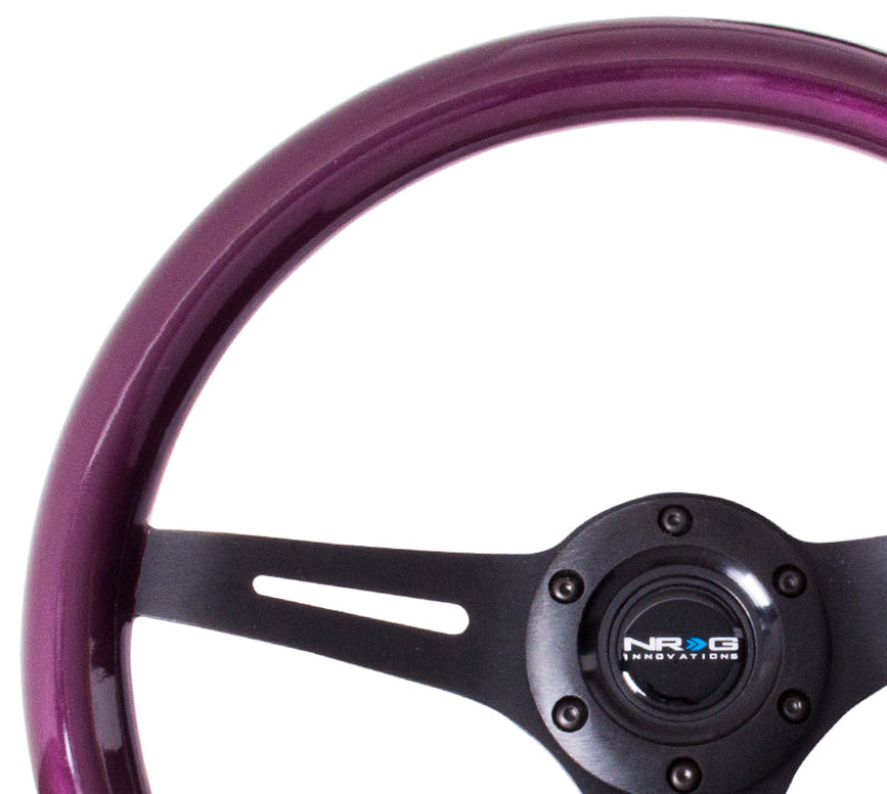 NRG Classic Wood Grain Steering Wheel (350mm) Purple Pearl/Flake Paint w/Black 3-Spoke Center NRG Steering Wheels