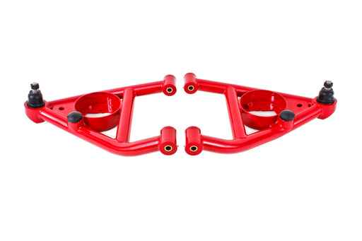 BMR 67-69 F-Body A-arms Lower, DOM Non-adjustable Polyurethane Bushings Front Bump Stops Red BMR Suspension Control Arms