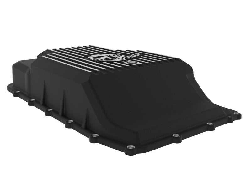 aFe 17-24 Ford F-150 10R60/10R80 Pro Series Rear Transmission Pan Black w/ Machined Fins aFe Diff Covers