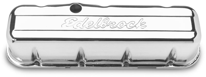 Edelbrock Valve Cover Signature Series Chevrolet 1965 and Later 396-502 V8 Chrome Edelbrock Valve Covers