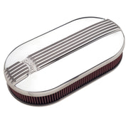 Edelbrock Air Cleaner Classic Series Oval Aluminum Top Dual Carburetor Polished Edelbrock Air Filters - Universal Fit