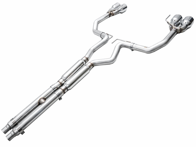 AWE 2024 Ford Mustang Dark Horse S650 RWD Track Edition Cat-Back Exhaust w/ Quad Chrome Silver Tips AWE Tuning Catback