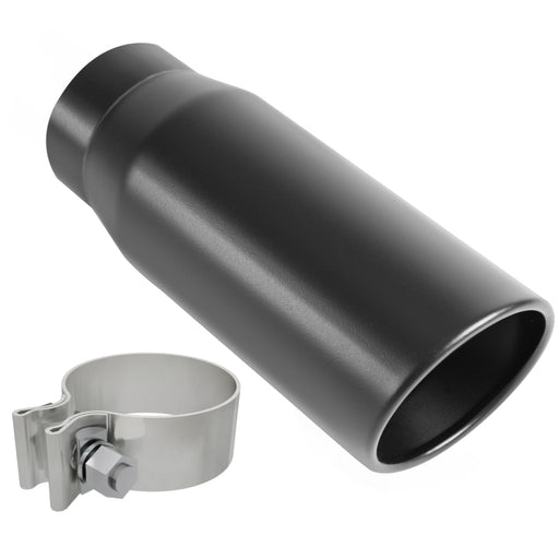 MagnaFlow Tip Black Coated w/ Clamp Single Wall Round Outlet 4in Diameter 3in Inlet 12in Length Magnaflow Catalytic Converter Universal