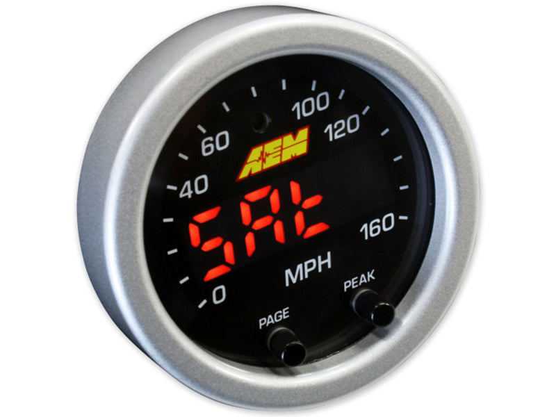 AEM X-Series 0-160 MPH Black Bezel w/ Black Face GPS Speedometer Gauge AEM Gauges