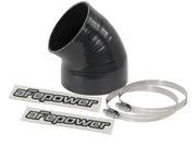 aFe Magnum FORCE CAI Univ. Silicone (4.125in to 3.5in ID / 49 Deg.) Elbow Reducing Coupler - Black aFe Air Intake Components