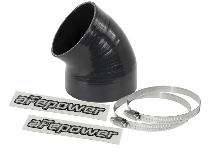 aFe Magnum FORCE CAI Univ. Silicone (4.125in to 3.5in ID / 49 Deg.) Elbow Reducing Coupler - Black aFe Air Intake Components