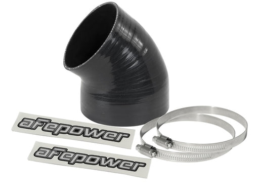 aFe Magnum FORCE CAI Univ. Silicone (4.125in to 3.5in ID / 49 Deg.) Elbow Reducing Coupler - Black aFe Air Intake Components