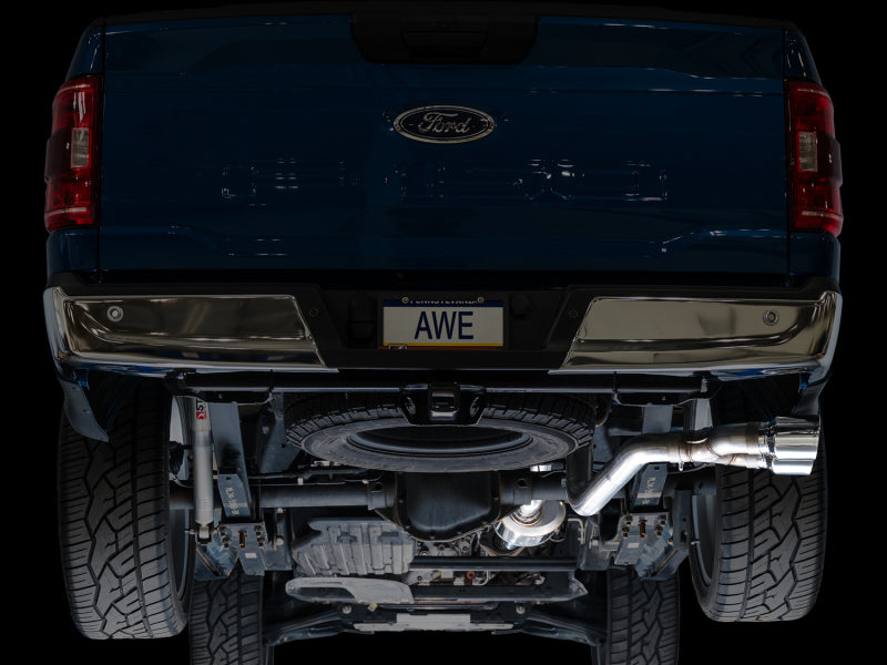 AWE 21-25 Ford F150 (14th Gen Reg Cab) Cat-Back Exhaust - 4.5in Dual Side Exit Chrome Tips AWE Tuning Catback