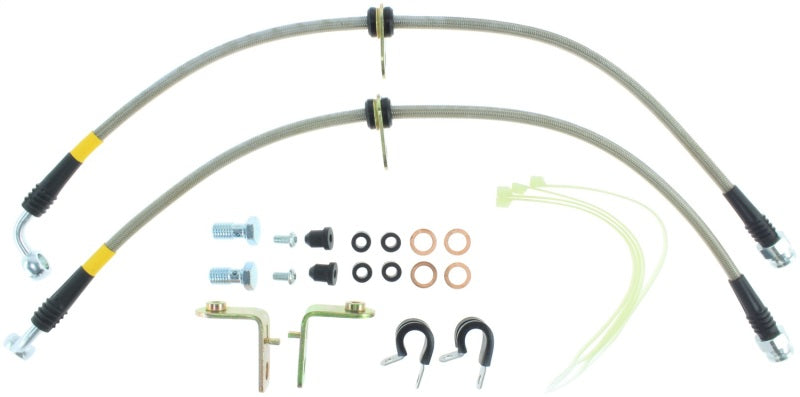 StopTech 05-08 Mustang V6 w/ABS / Mustang GT V8 / 07-09 GT500 Stainless Steel Front Brake Lines Stoptech Brake Line Kits