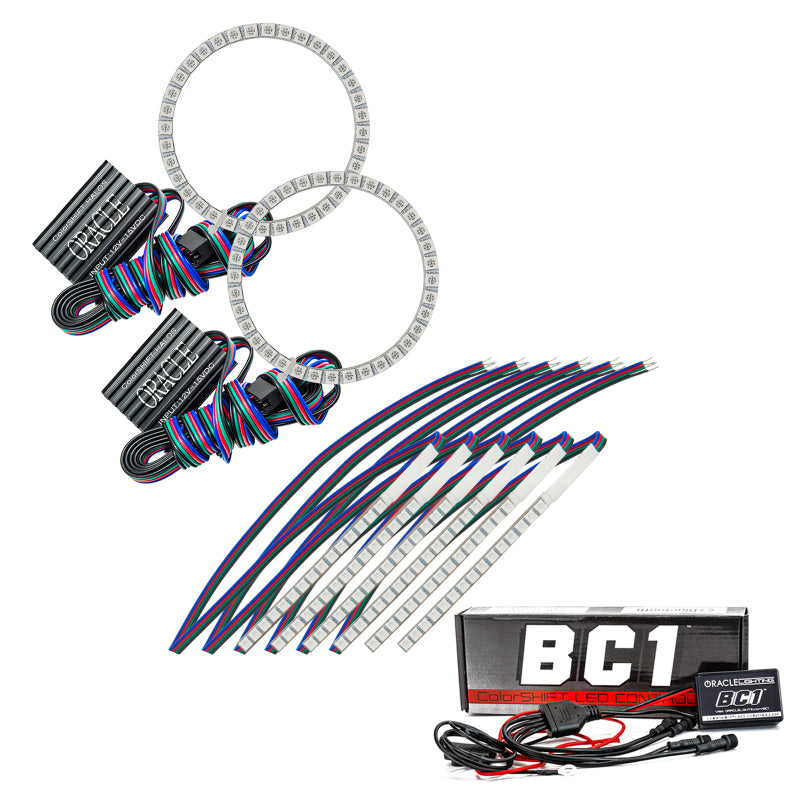 Oracle 15-17 Ford Mustang V6/GT/Shelby DRL w/ Halo Kit - ColorSHIFT w/ BC1 Controller ORACLE Lighting Headlights