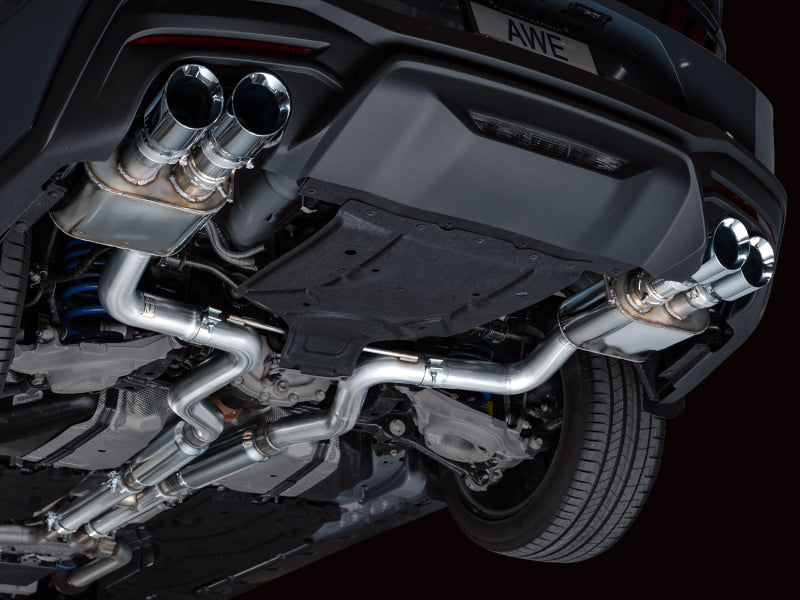 AWE 2024 Ford Mustang GT Fastback S650 RWD SwitchPath Cat-Back Exhaust w/ Quad Chrome Silver Tips AWE Tuning Catback