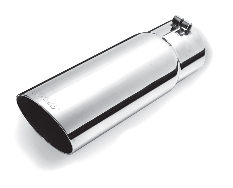 Gibson Round Single Wall Angle-Cut Tip - 4in OD/2.25in Inlet/8in Length - Stainless Gibson Tips