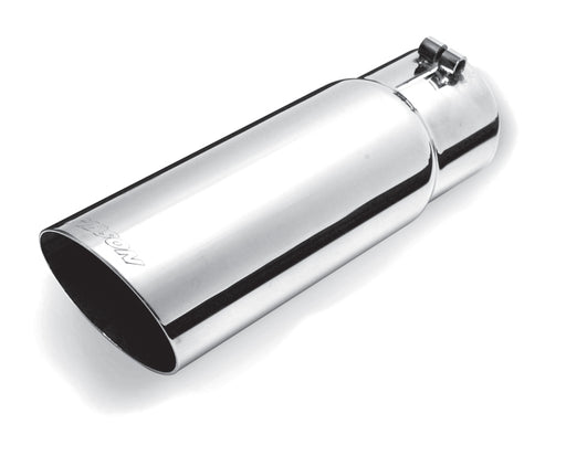 Gibson Round Single Wall Angle-Cut Tip - 4in OD/2.25in Inlet/8in Length - Stainless Gibson Tips