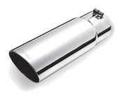 Gibson Round Single Wall Angle-Cut Tip - 4in OD/2.5in Inlet/8in Length - Stainless Gibson Tips