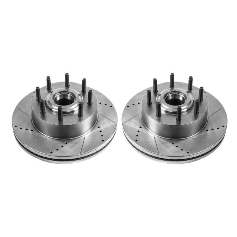 Power Stop 13-22 Ford F-350 Super Duty Front Drilled & Slotted Rotor - Pair PowerStop Brake Rotors - Slot & Drilled