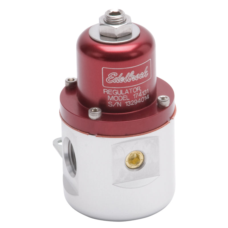 Edelbrock Fuel Pressure Regulator Carbureted 160 GPH 5-10 PSI 3/8In In/Out 3/8In Return Red/Clear Edelbrock Fuel Pressure Regulators