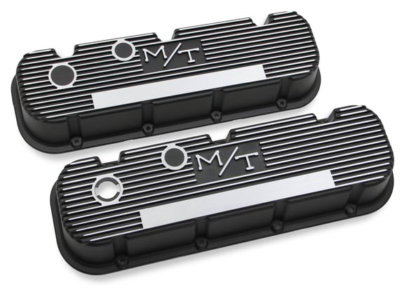Holley M/T Valve Covers - Vintage Style - Finned - BBC - Satin Black 241-85 HOLLEY Autoparts