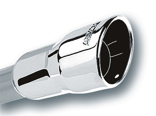 Borla 2.25in Inlet 3.5in Round Rolled Angle Cut Intercooled Outlet x 6.5in Long Embossed Tip Borla Tips